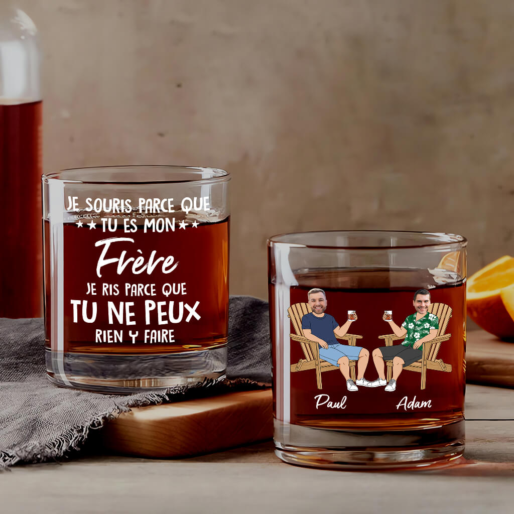 Je Souris Parce Que Tu Es Mon Frère - Cadeau Personnalisé | Verre À Whisky Pour Homme