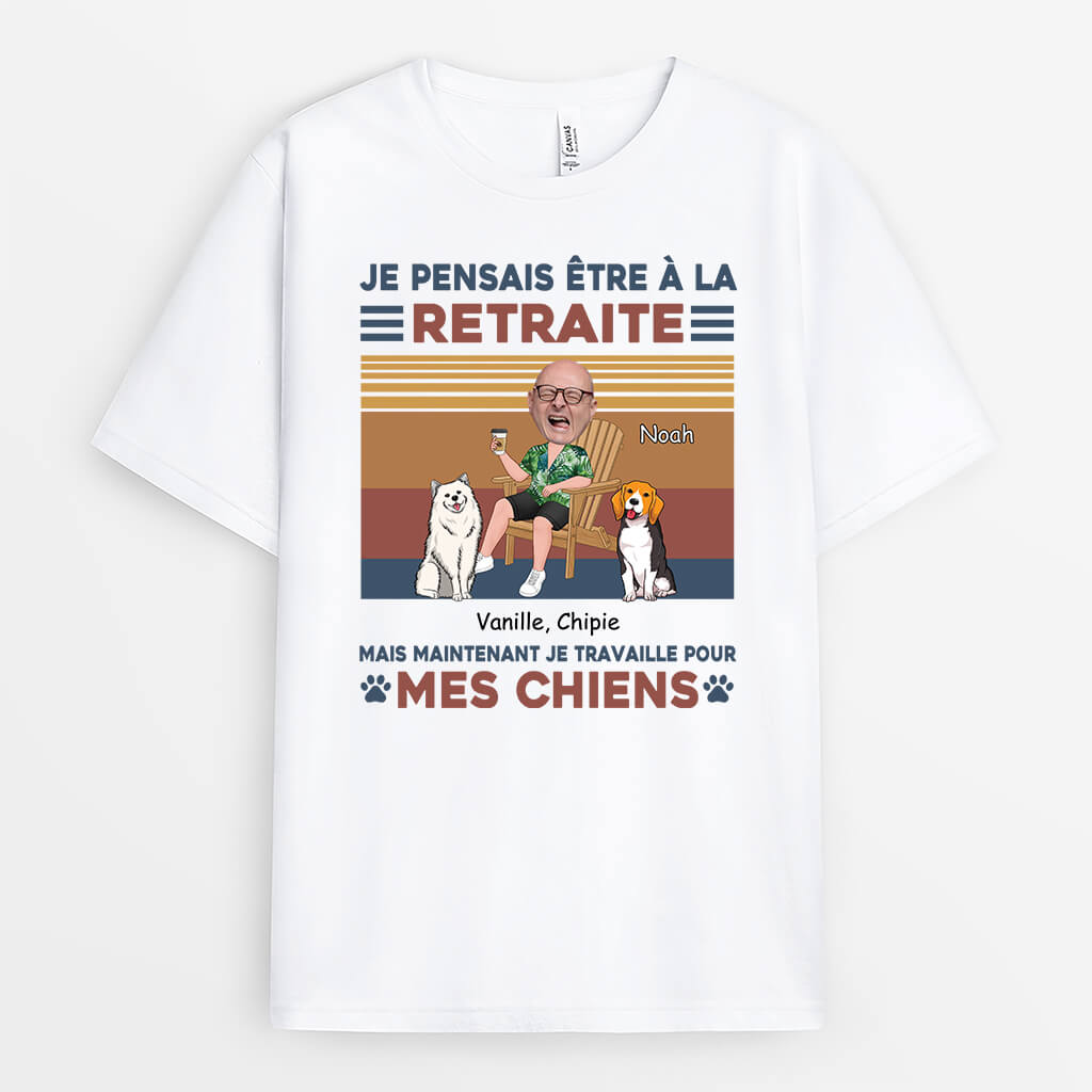 3845AFR2 tee shirt personnalise chien je travaille pour avec visage 3845AT40C