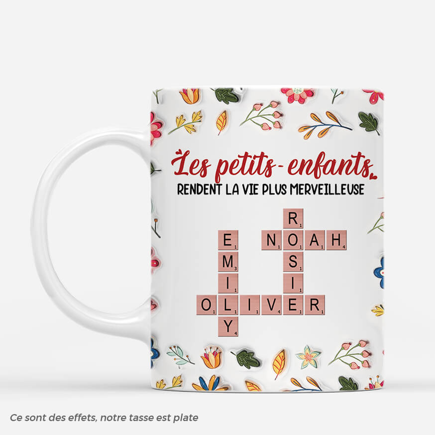 [Effet d'Impression 3D] Les Enfants Rendent La Vie Merveilleuse Avec Mots Croisés - Cadeau Personnalisé | Mug Effet 3D Pour Maman