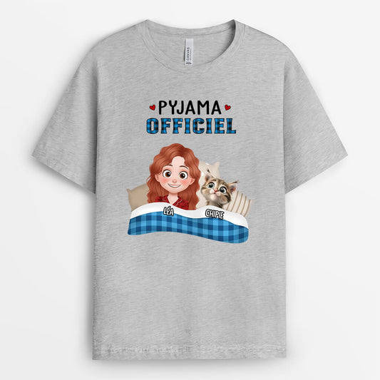 3851AFR2 tee shirt personnalise chat pyjama officiel design cartoon 3851A6M0D