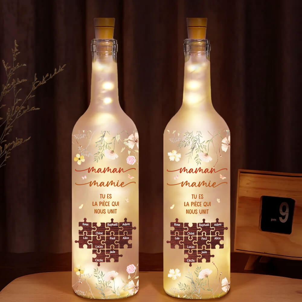Tu Es La Pièce Qui Nous Unit - Cadeau Personnalisé | Bouteille Lumineuse Pour Femme
