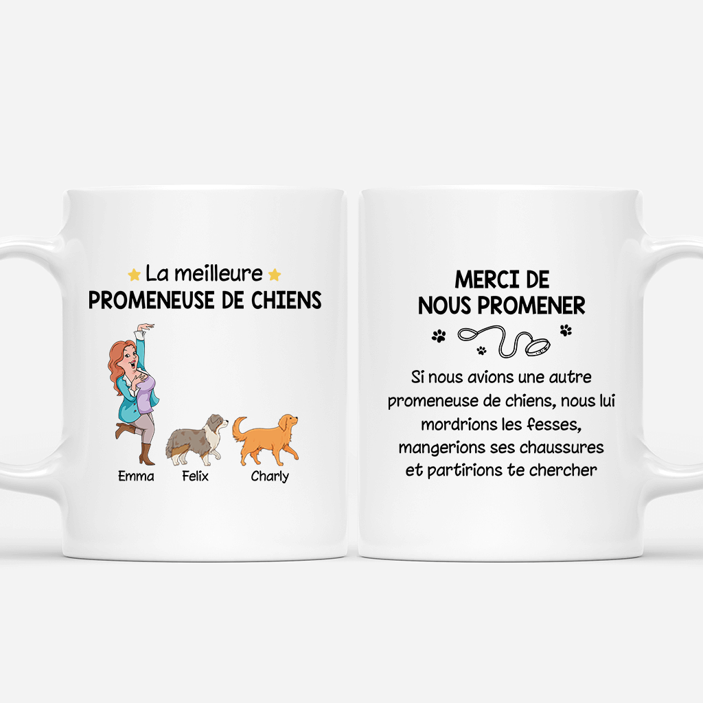 La Meilleure Promeneuse De Chiens - Cadeau Personnalisé | Mug Pour Amoureux Des Chiens