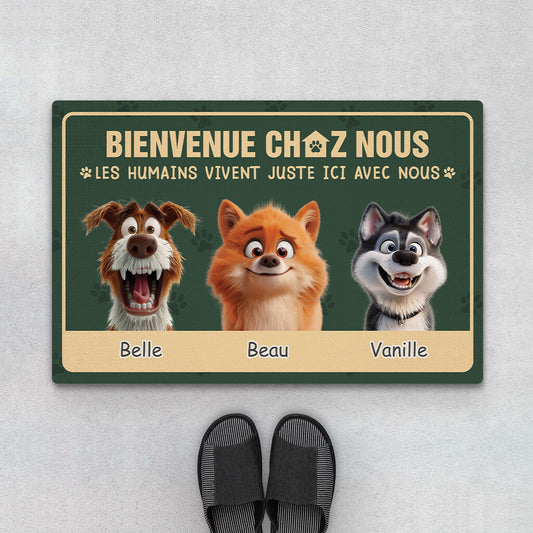 3891DFR1 paillasson personnalisable chien_ bienvenue chez nous version cartoon_ 3891DKH5C
