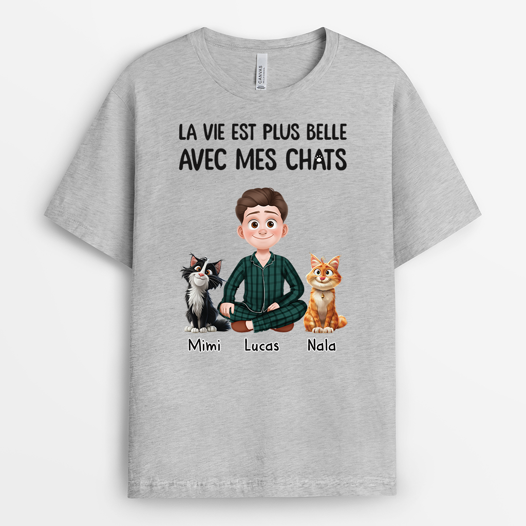 3903AFR2 t shirt chat personnalise la vie est plus belle design cartoon 3903a5n0d_ede3781b 21d1 4a9f 898d 6299e7d2aaff