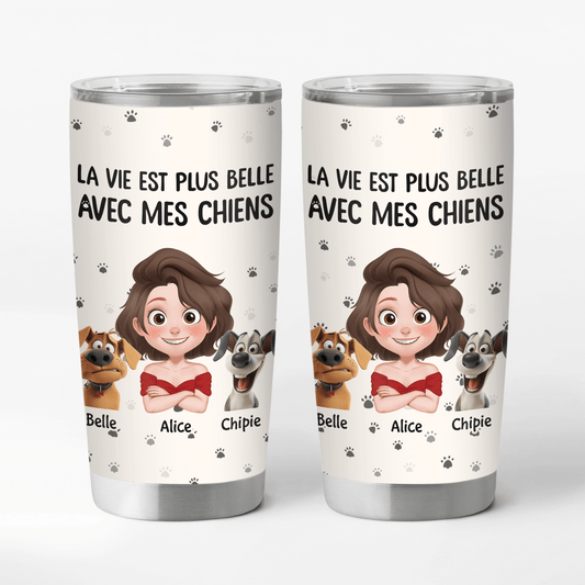 3903TFR1 mug isotherme 590ml personnalise la vie est plus belle avec les chiens  3903T5N0C_1