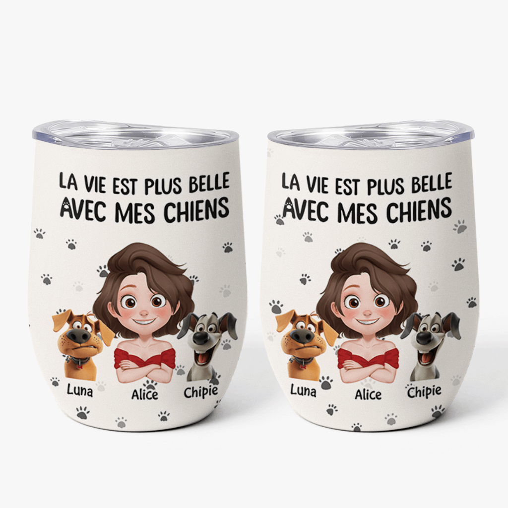 La Vie Est Plus Belle Avec Les Chiens Mignons - Cadeau Personnalisé | Mug Isotherme 355ml