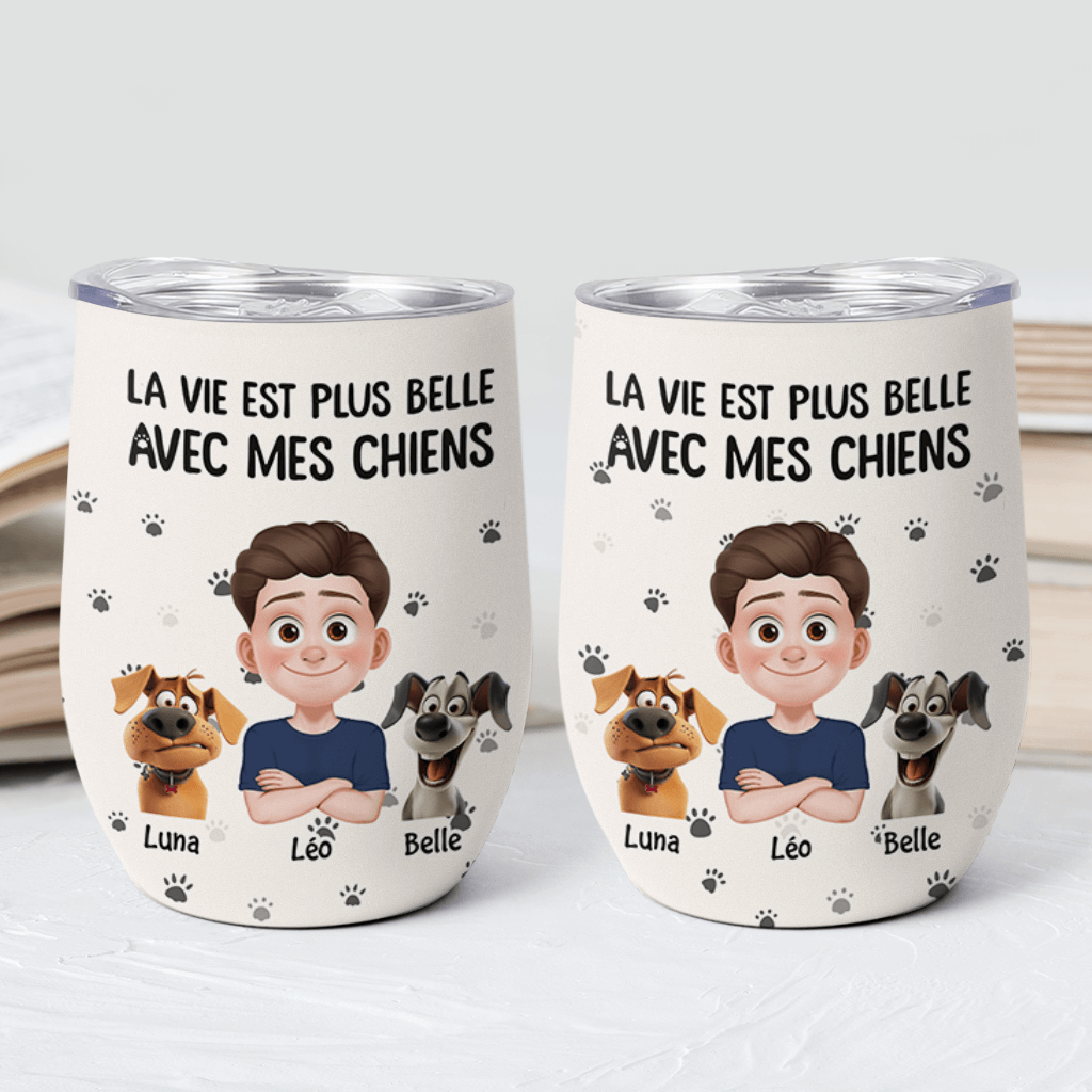 3903TFR2 mug isotherme 590ml personnalise la vie est plus belle avec les chiens  3903T5N0C_1