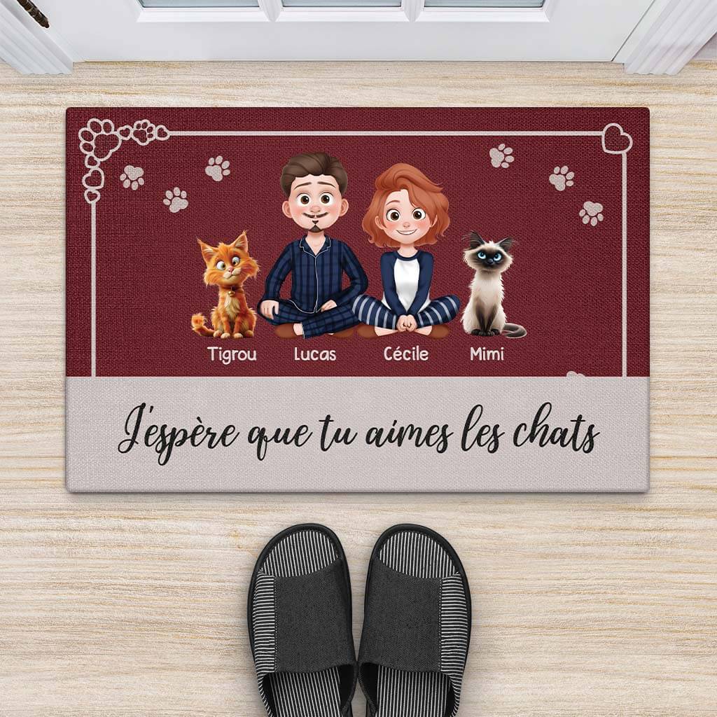 3914DFR2 paillasson personnalise dessin anime 3d jespere que tu aimes les chats 3914DTM0D