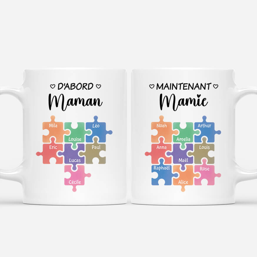 D'abord Maman Maintenant Mamie Version Puzzle Pastel - Cadeau Personnalisé | Mug Pour Mamie