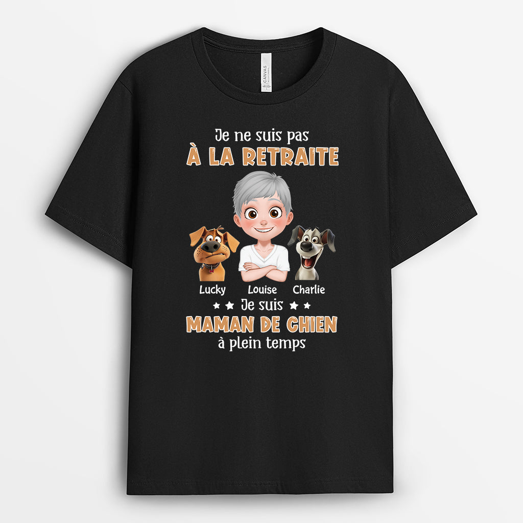Je Suis Maman Chien À Plein Temps Version Cartoon - Cadeau Personnalisé | T-shirt Pour Amoureux Des Animaux