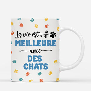 3937MFR3 mug personnalise meilleure vie avec chats 3937MTT5C