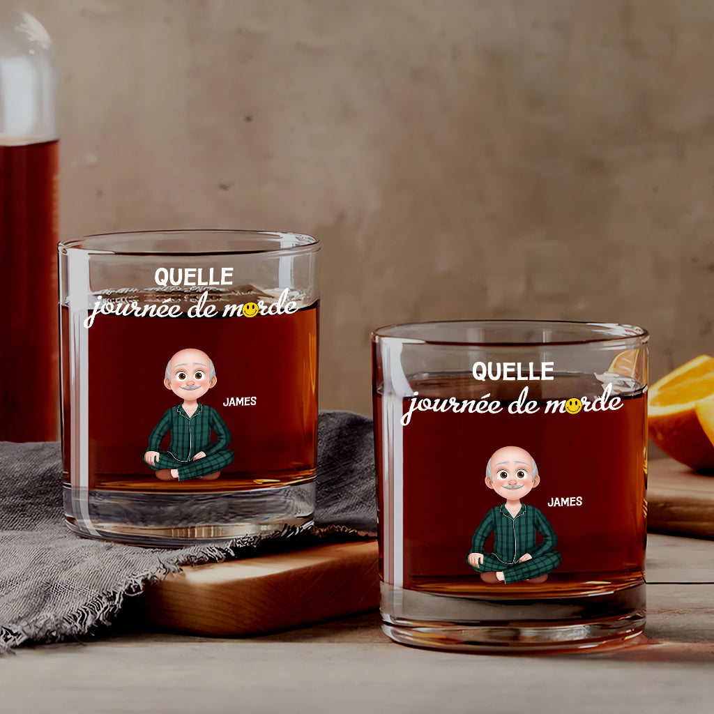Quelle Journée De Merde Version Cartoon - Cadeau Personnalisé | Verre À Whisky Pour Homme