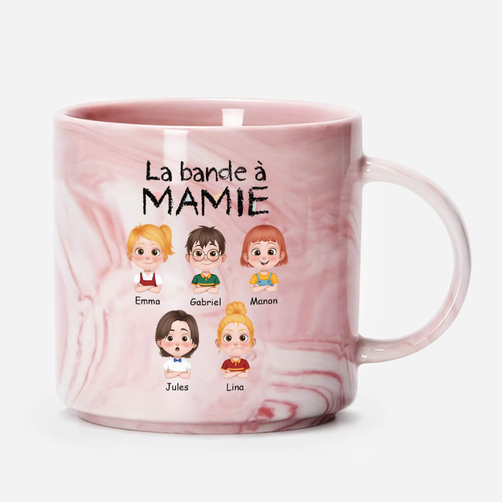 La Bande À Mamie Simple Version Cartoon - Cadeau Personnalisé | Tasse Effet Marbre
