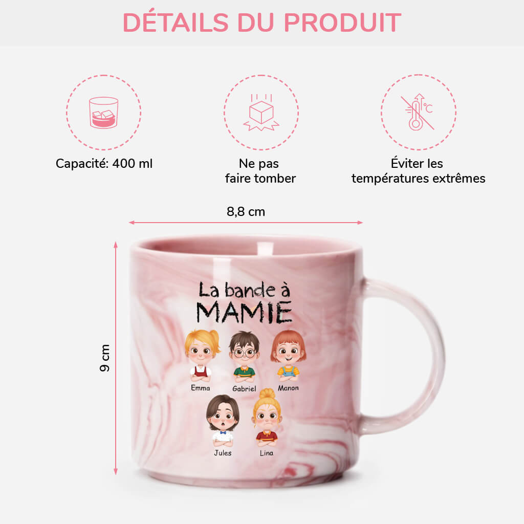 3943MFR3 tasse effet marbre personnalisee la bande a mamie design cartoon simple 3943M5T0A