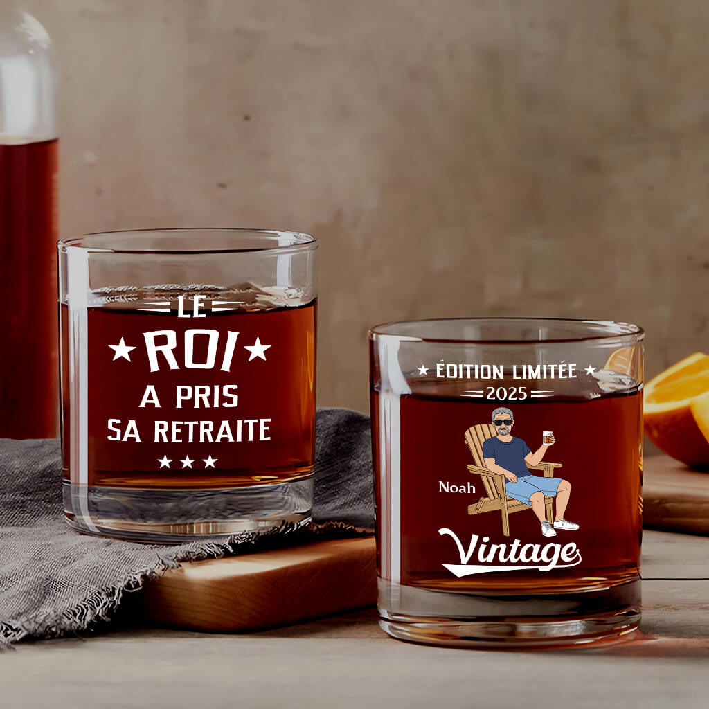 Le Roi/ La Reine A Pris Sa Retraite - Cadeau Personnalisé | Verre À Whisky