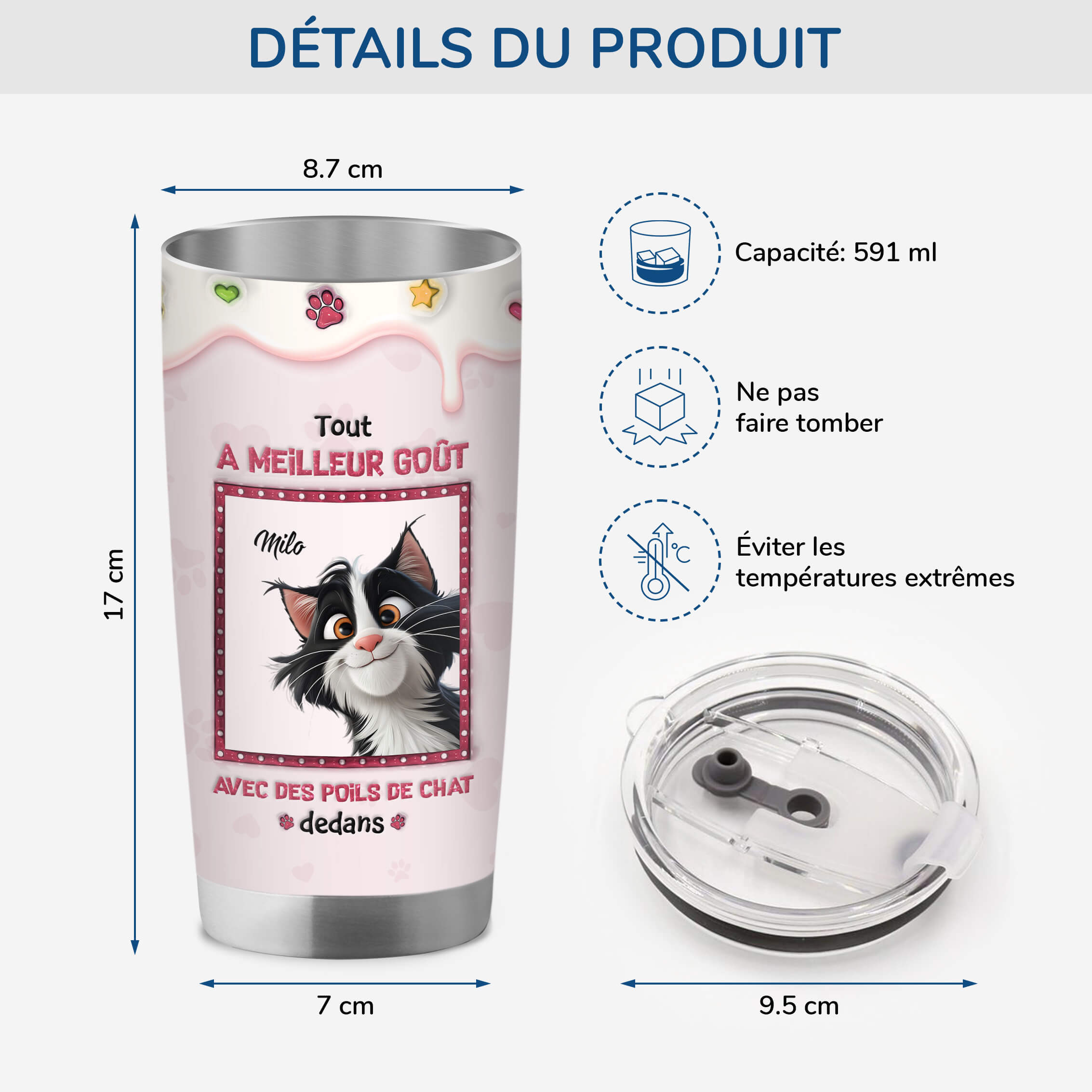 3963TFR3 mug isotherme 590 ml personnalise tout ira mieux avec chat 3963T5M5D