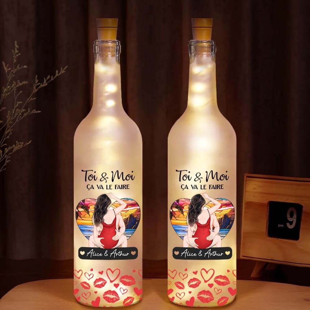 Toi Et Moi Version Romantique - Cadeau Personnalisé | Bouteille Lumineuse