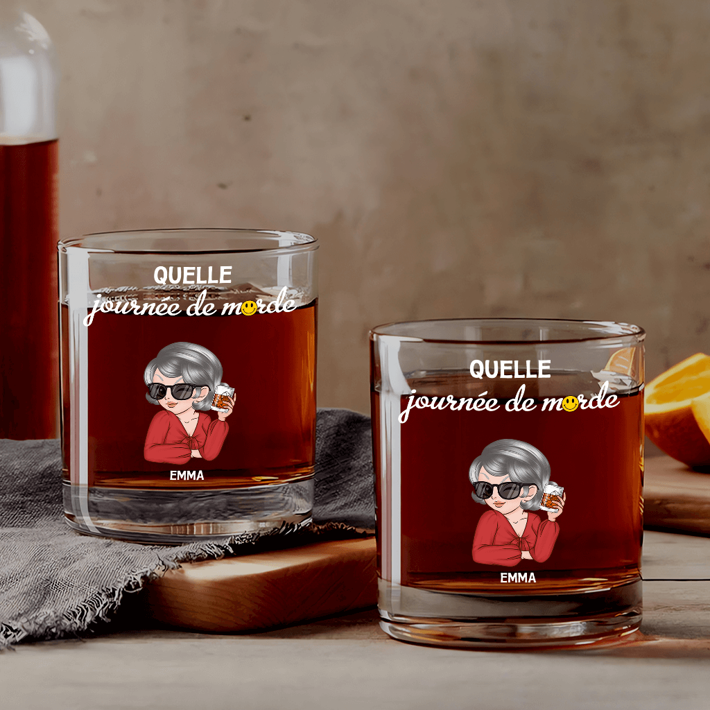 Quelle Journée De Merde Version Charmante - Cadeau Personnalisé | Verre À Whisky Pour Femme