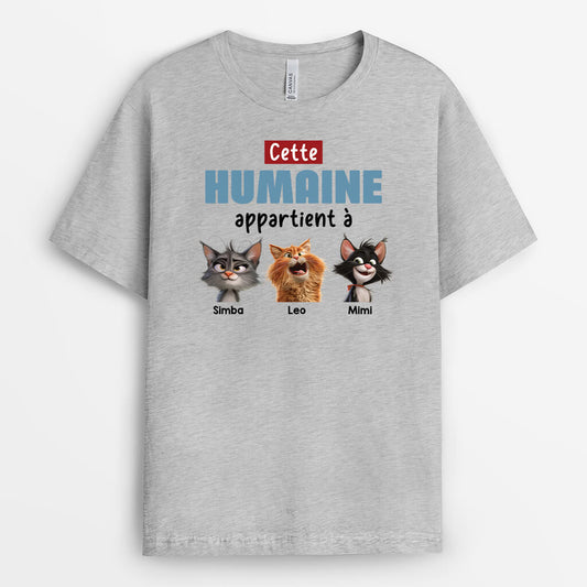 3989AFR2 tee shirt personnalise chat cet humain appartient a design cartoon  3989A