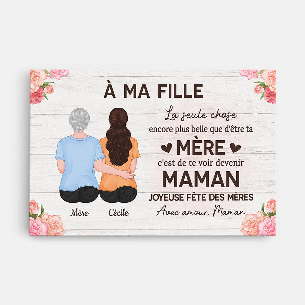 À Ma Fille - Cadeau Personnalisé | Toile Pour Fête Des Mères