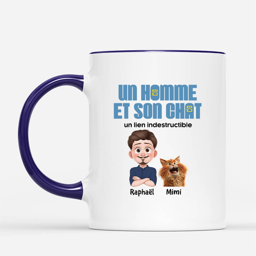 4003MFR2 mug personnalise chat une fille et son chien design cartoon 4003MTK0D