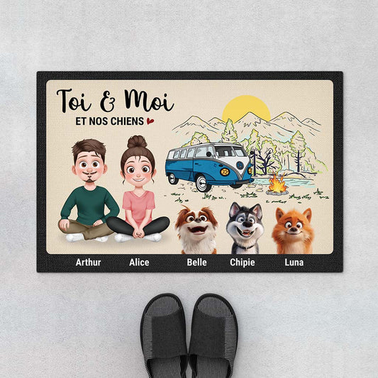 4004DFR1 paillasson personnalise toi et moi et nos chiens version camping 4004D9M0C