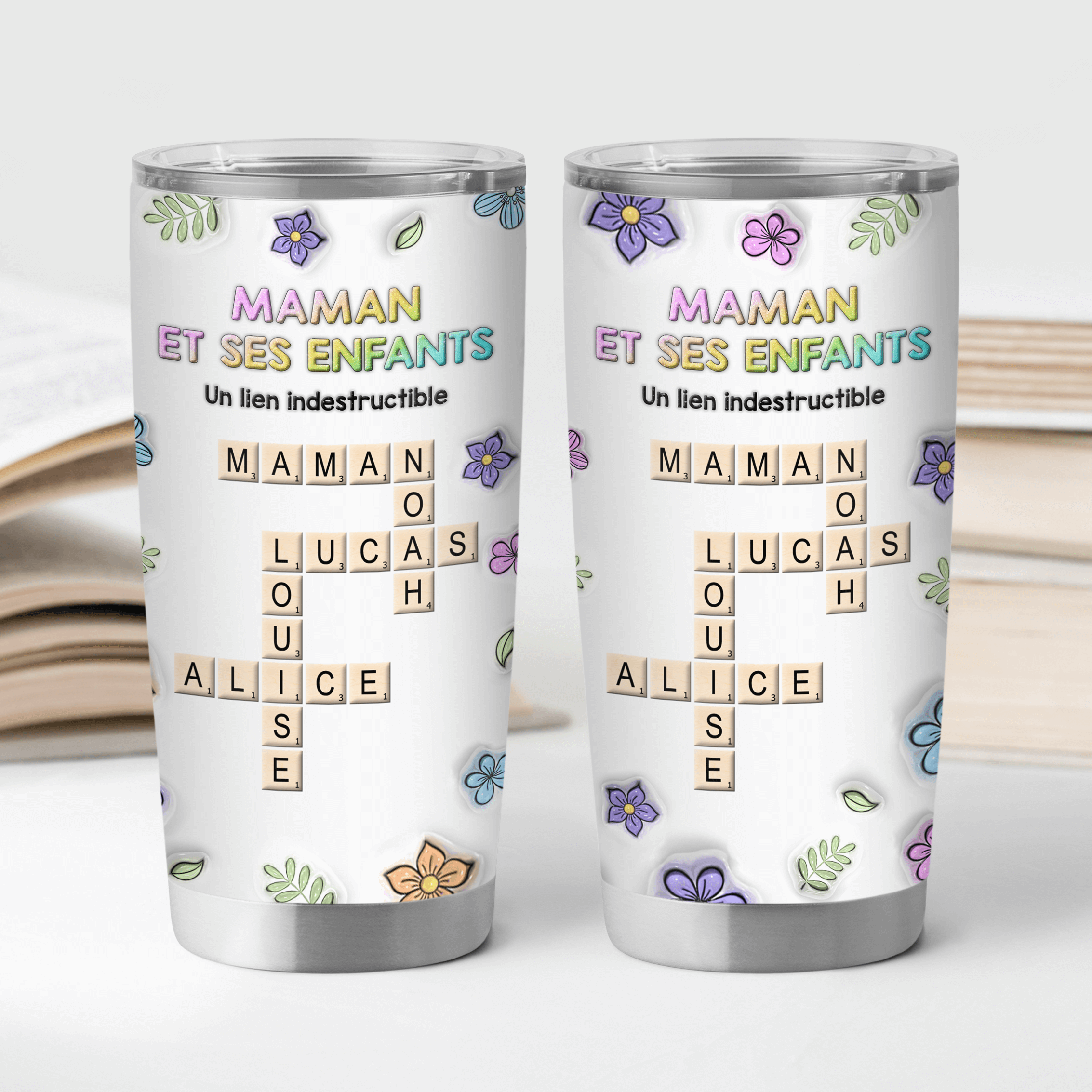 4010TFR2 effet dimpression 3d mug isotherme 590ml personnalise maman et ses enfants mots croises 4010T5N5A