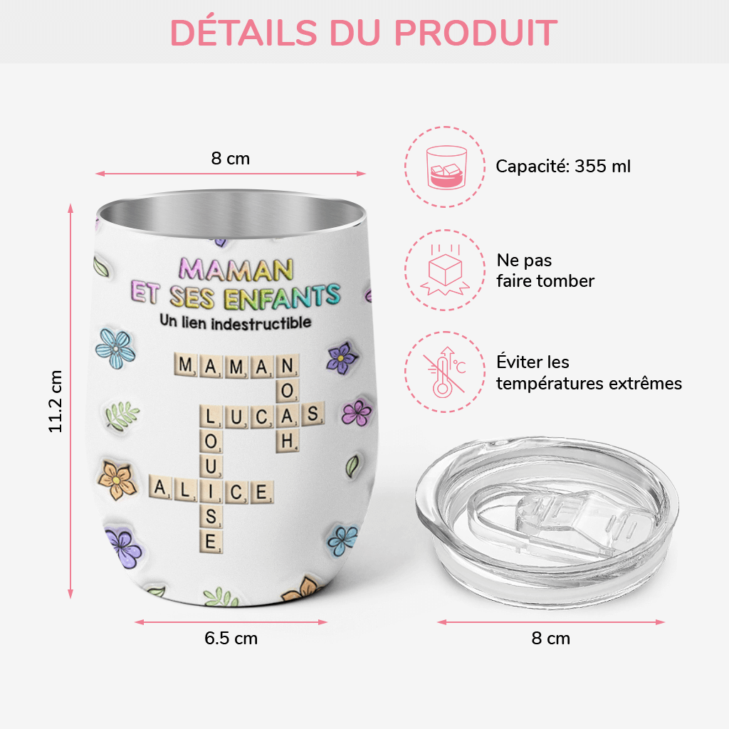 4010TFR3 effet dimpression 3d mug isotherme 355ml personnalise maman et ses enfants mots croises 4010T5N5A