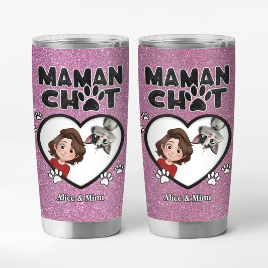 4012TFR1 mug isotherme 590ml personnalise maman chat coeur paillette 4012TKN0D