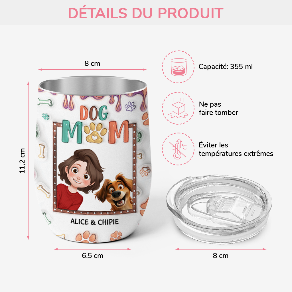 4013TFR3 effet dimpression 3d mug isotherme 355ml personnalise maman chien mignonne 4013TKN0C
