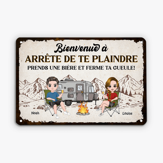 4028EFR1 plaque en metal personnalisee pour couple arrete de te plaindre 4028ETM0G