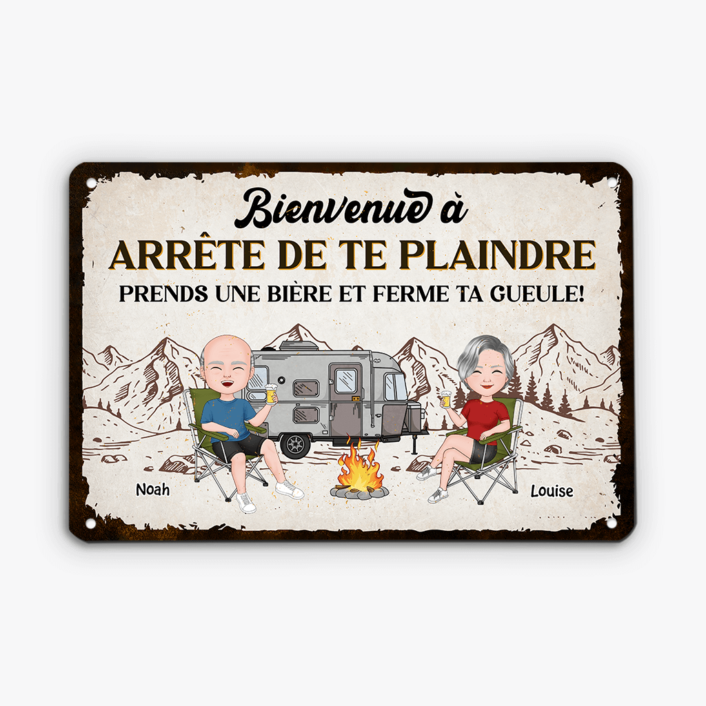 4028EFR2 plaque en metal personnalisee pour couple arrete de te plaindre 4028ETM0G