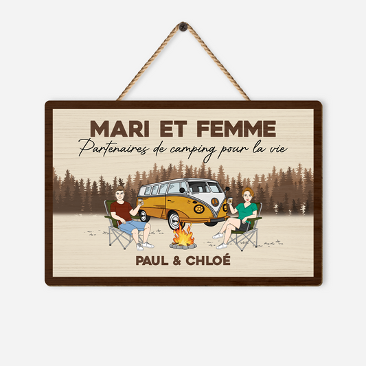 4029QFR1 plaque en bois personnalise pour couple partenaires de camping pour la vie 4029qth8g