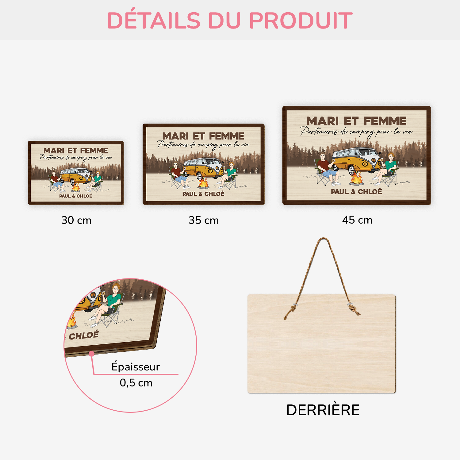 4029QFR3 plaque en bois personnalise pour couple partenaires de camping pour la vie 4029qth8g_f2f5c8c2 ecaa 44bd acd0 472b30893d41