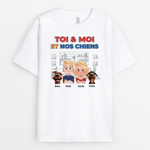 4038AFR1 t shirt personnalise chien toi  moi design cartoon 4038akh0c