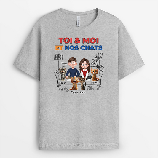 4038AFR2 t shirt personnalise chat toi  moi design cartoon 4038akh0d