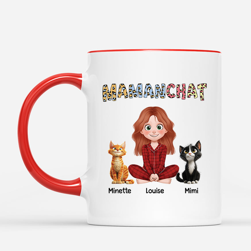 4043MFR2 mug personnalise papa chat en pyjama design cartoon 4043m6q0d