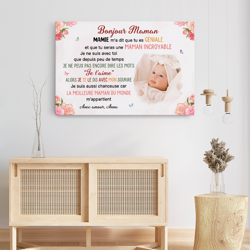 4055CFR3 toile personnalisable maman bonjour maman visage 4055c8n5a