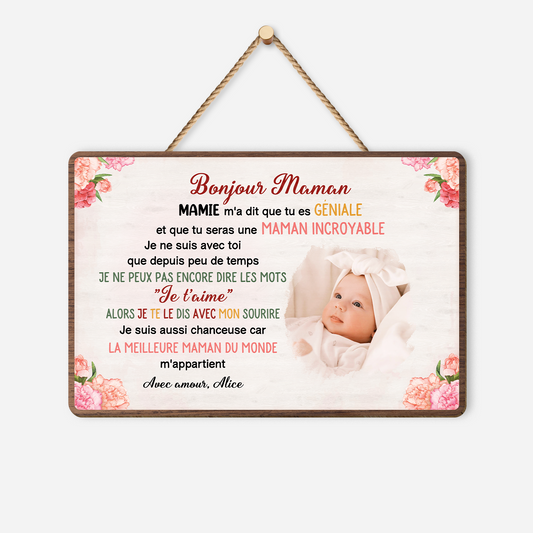 4055QFR1 plaque en bois personnalisee avec photo a suspendre chere maman 4055q8n5a