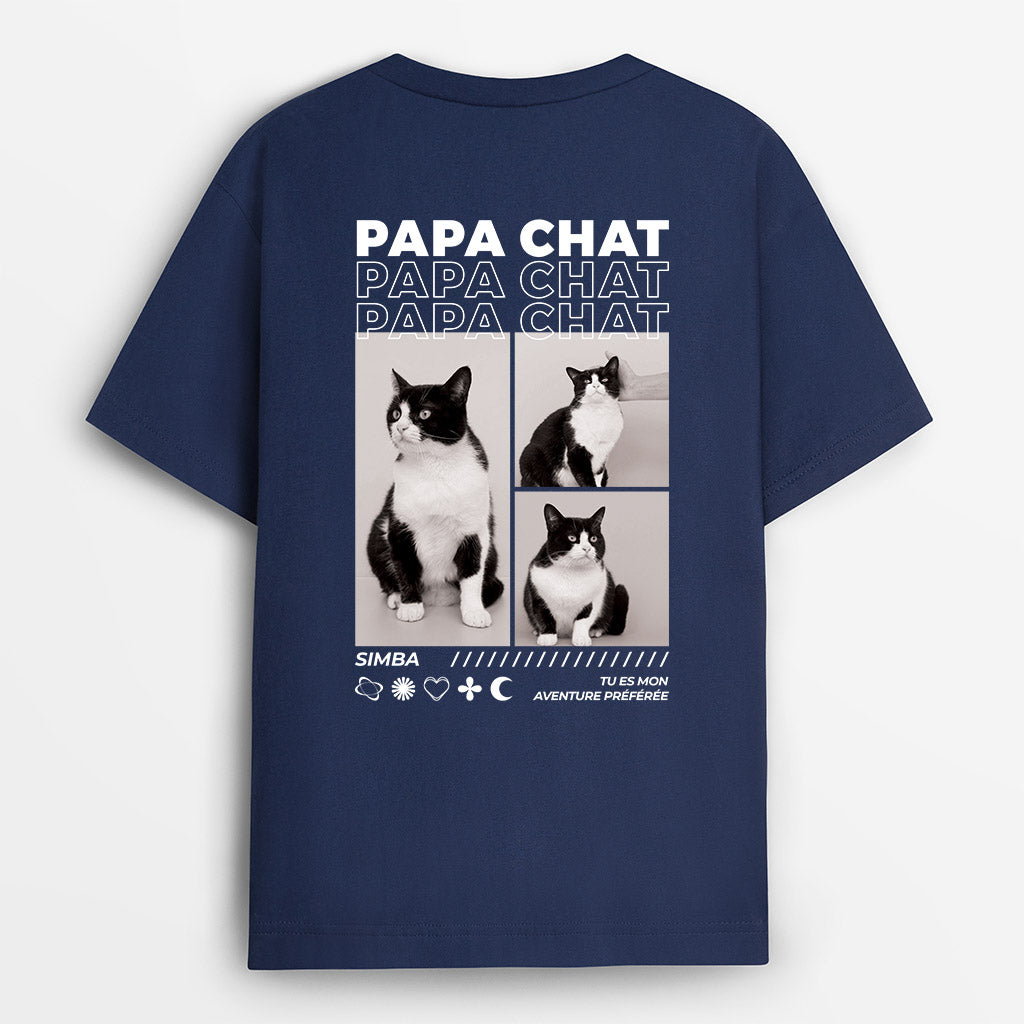 4065AFR1 t shirt personnalise super papa  maman chat avec photos 4065atm5d