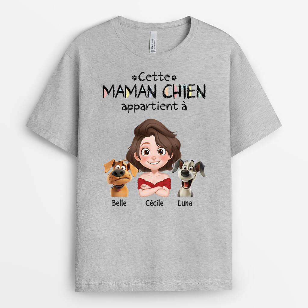4071AFR2 tee shirt personnalise chien ce papa appartient a design cartoon 4071a8i0c