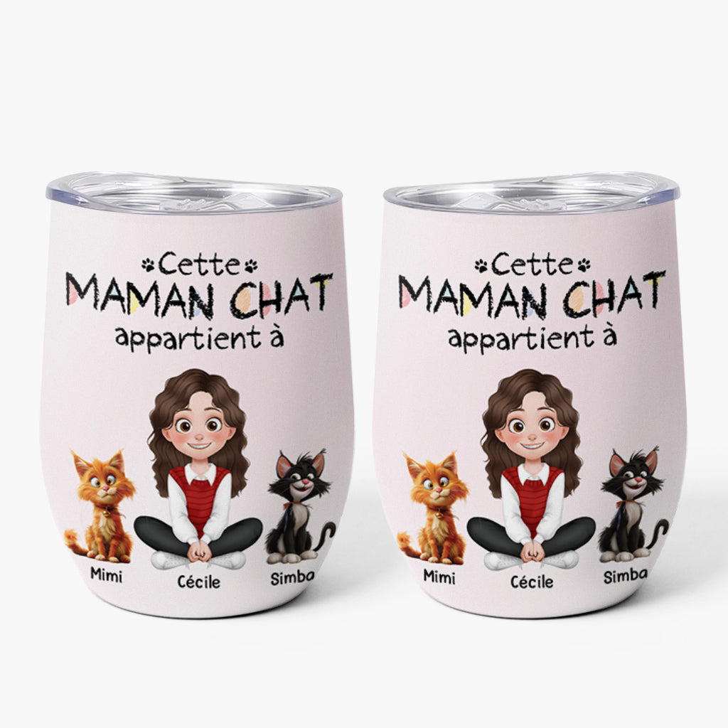 Cette Maman Chat Appartient À Design Cartoon - Cadeau Personnalisé | Mug Isotherme 355ml