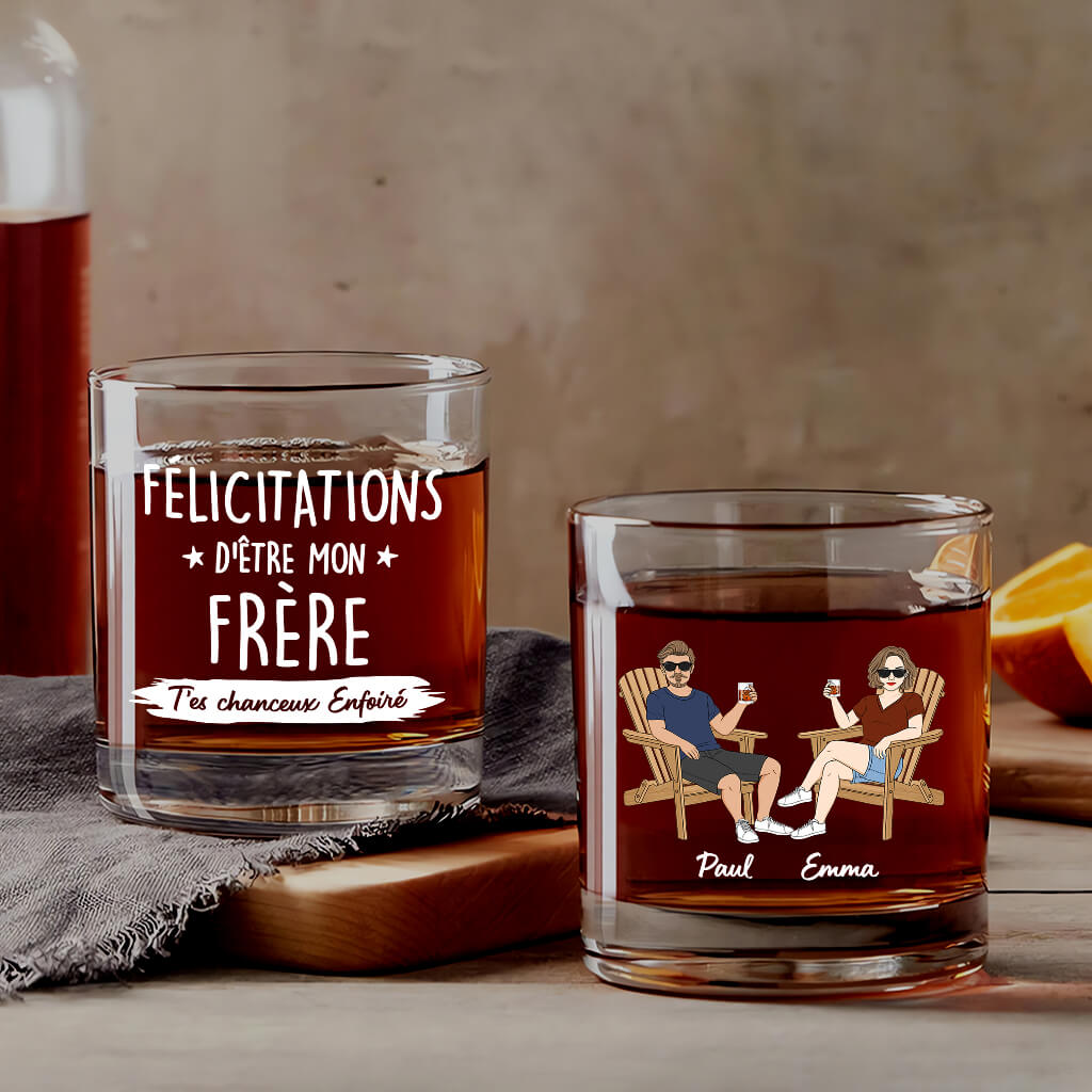 Félicitations d’Être Mon Frère/ Ma Sœur - Cadeau Personnalisé | Verre À Whisky Pour Famille