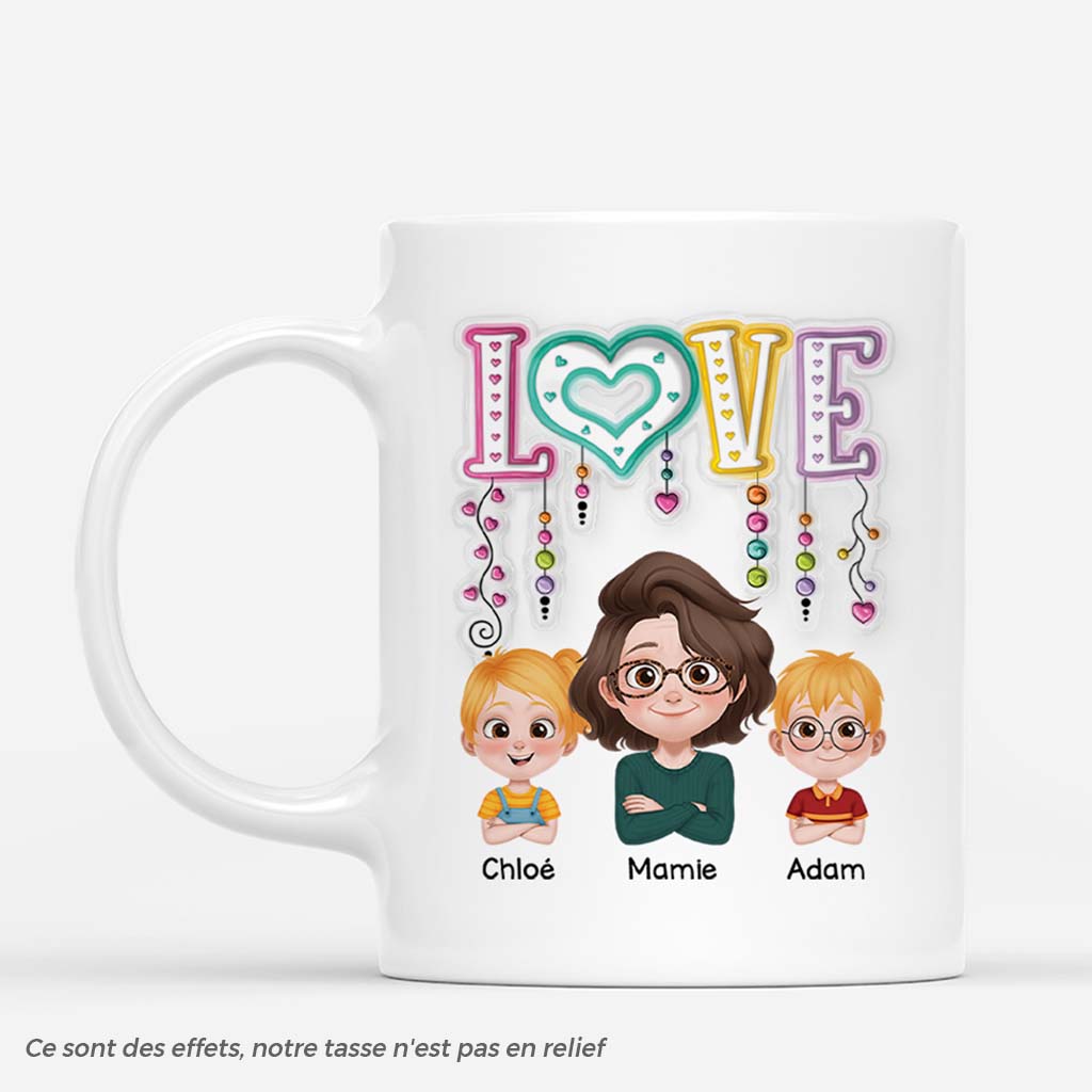 Amour Design Cartoon Coloré 3D - Cadeau Personnalisé | Mug Pour Femme