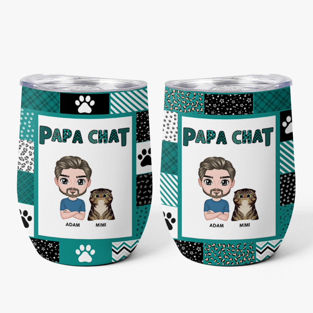 Papa Chat Version Patchwork de Pattes | Mug Isotherme 355ml