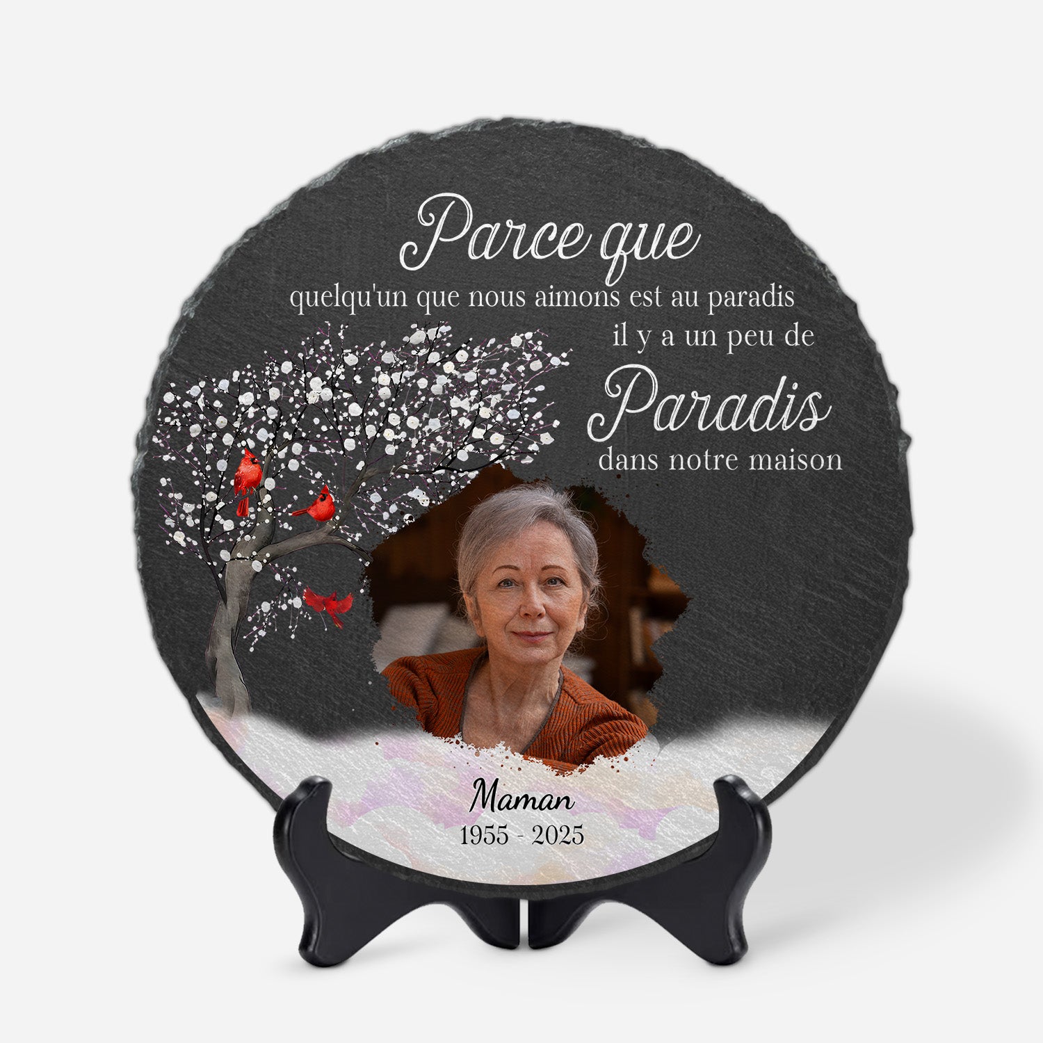 Paradis Dans Notre Maison Avec Photo - Cadeau Personnalisé | Pierre Commémorative Pour Maman