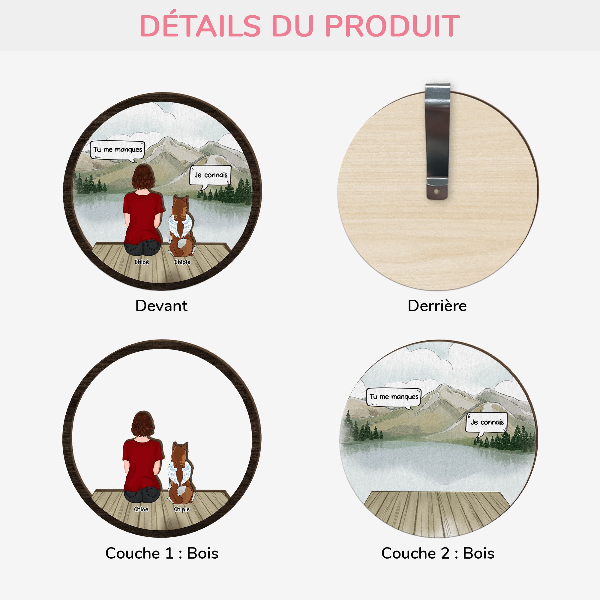 4129GFR3 clip pare soleil de voiture tu me manques cadeau commomeratif chien 4129gtl0c