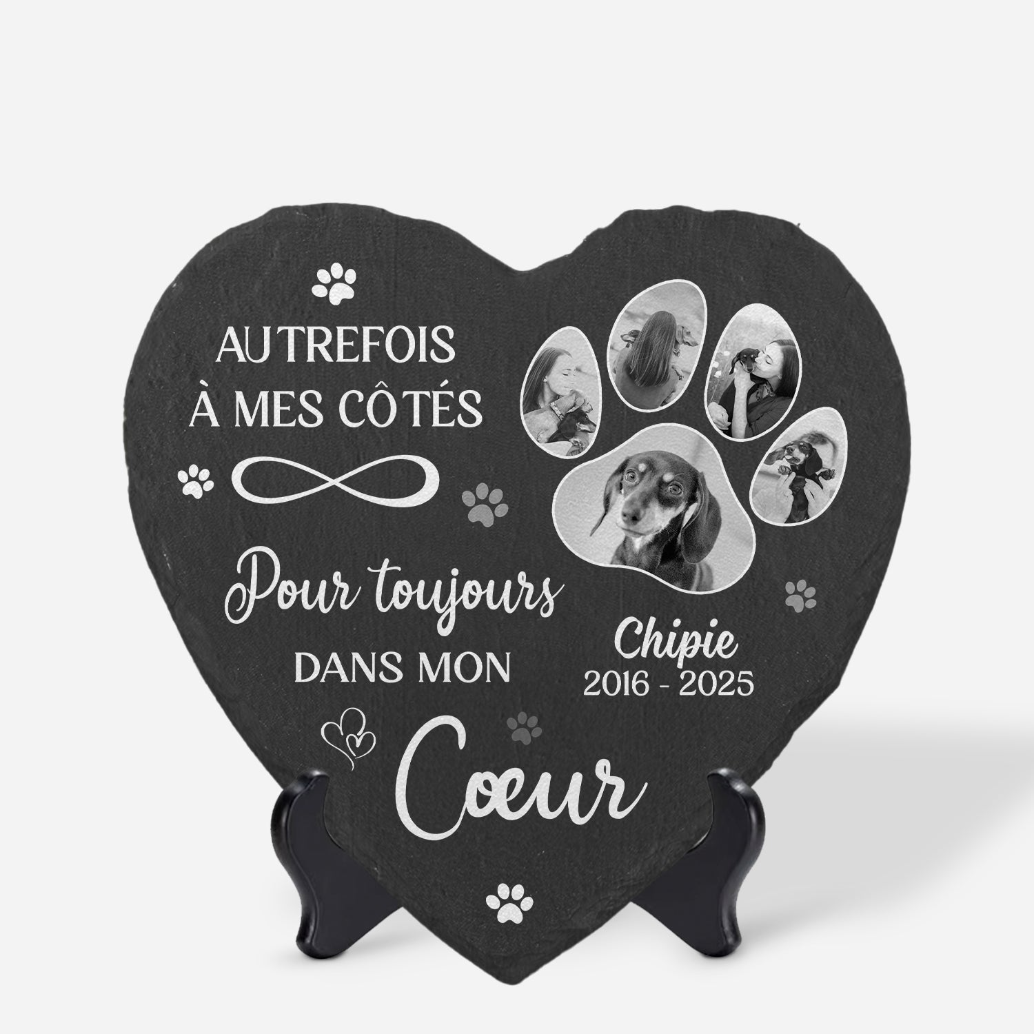 Pour Toujours Dans Mon Cœur Avec Photo - Cadeau Personnalisé | Pierre Commémorative Pour Chien