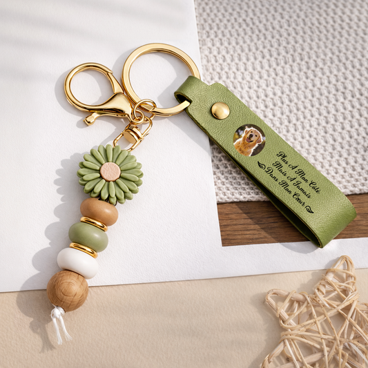 4135MFR2 cadeau commemoratif toujours avec toi porte cle avec photo personnalisee marguerite en perles_ imprimee uv 4135mj6f5a