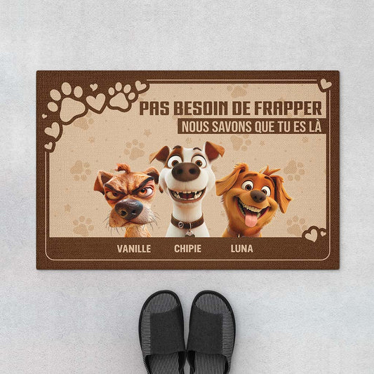 4153DFR1 paillasson chien personnalise pas besoin de frapper design cartoon 4153d5t5c_84f20427 9955 4f9f b954 d706698024a6